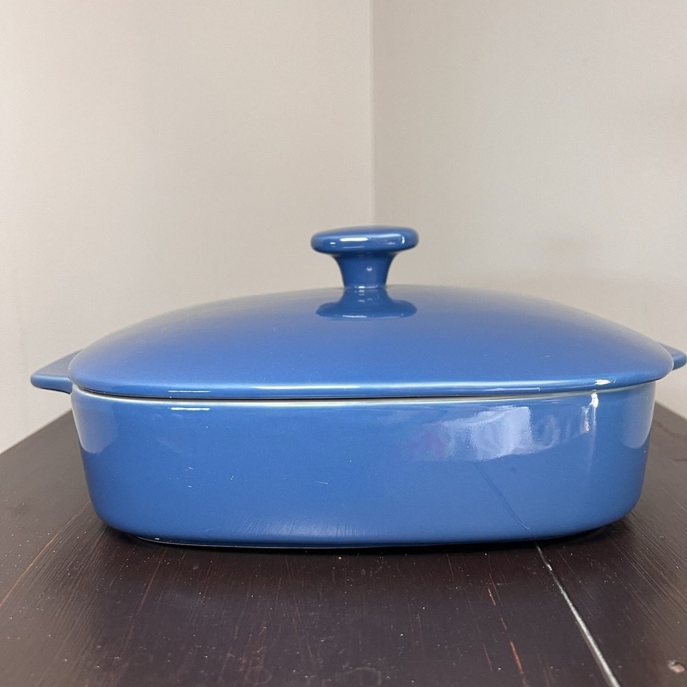 Emeril's Table by Gorham NWOB Blue Covered Casserole Oven To Table Dish 10x10x4 - Picture 2 of 8